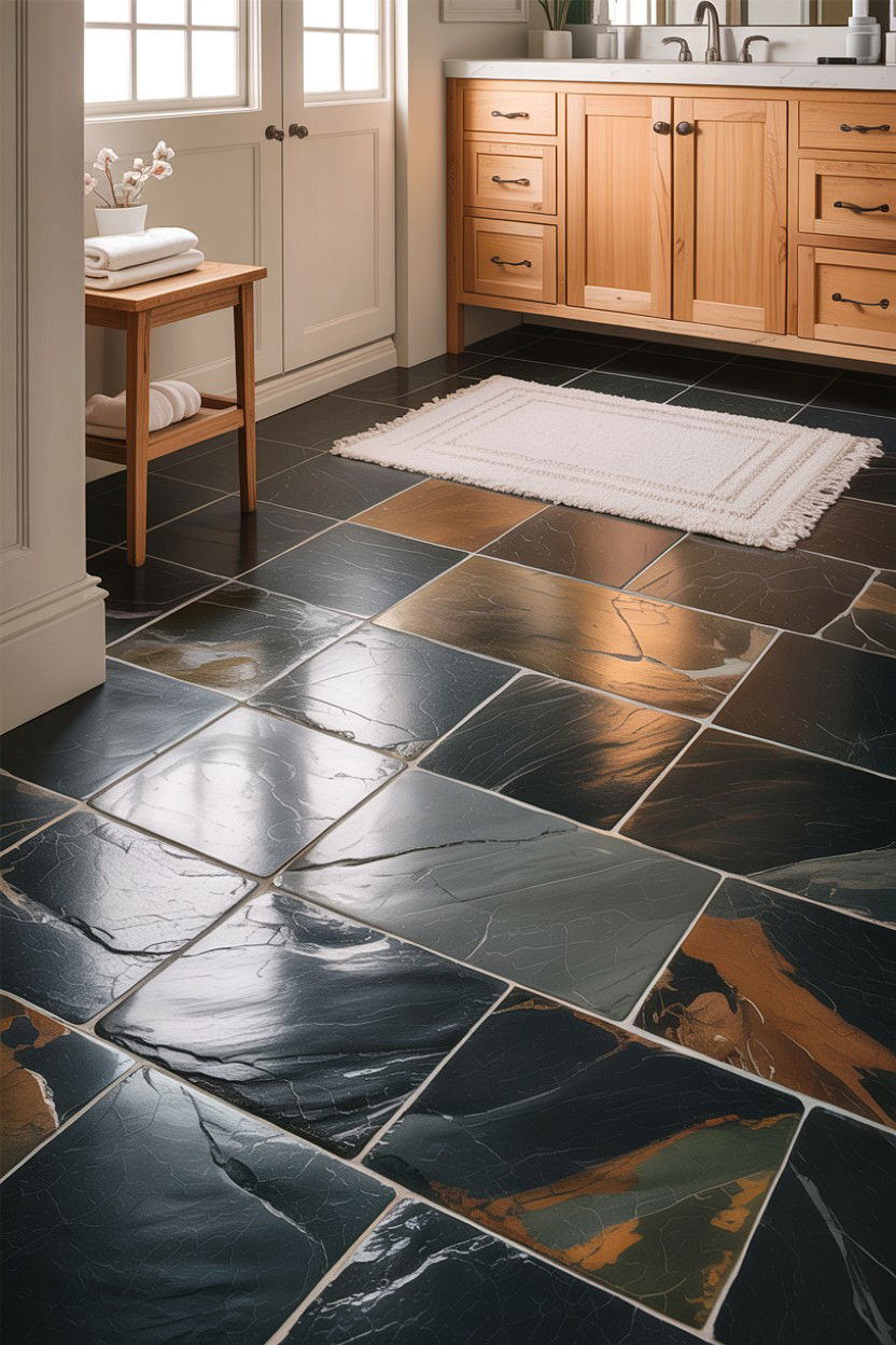 Slate tile bathroom floor - 30 craftsman bathroom ideas