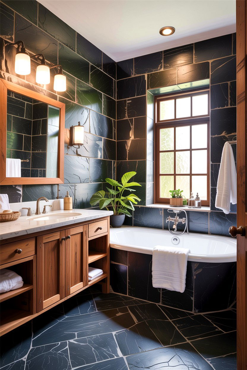 Slate tile bathroom - 30 Asian bathroom ideas