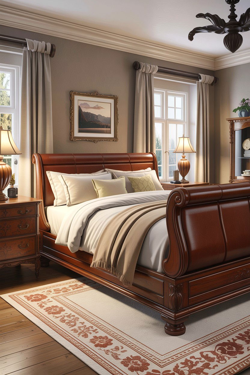 Sleigh Bed Leather Headboard - 30 bedroom leather headboards