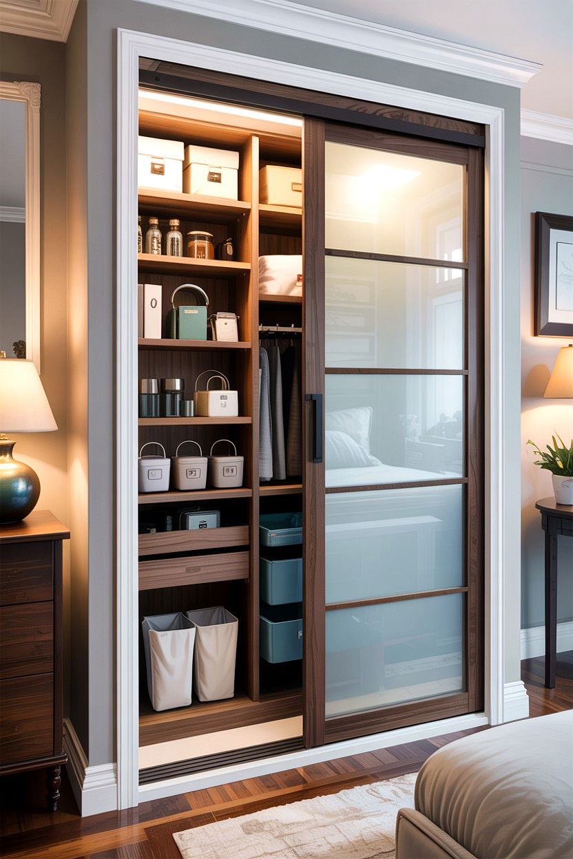 Sliding Door Pantry - 30 bedroom concealed storage ideas
