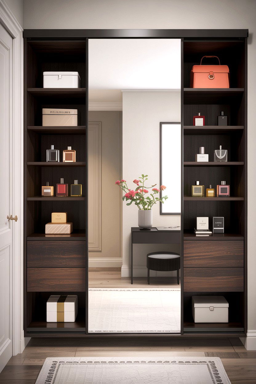 Sliding Wardrobe Mirror - 30 bedroom concealed storage ideas