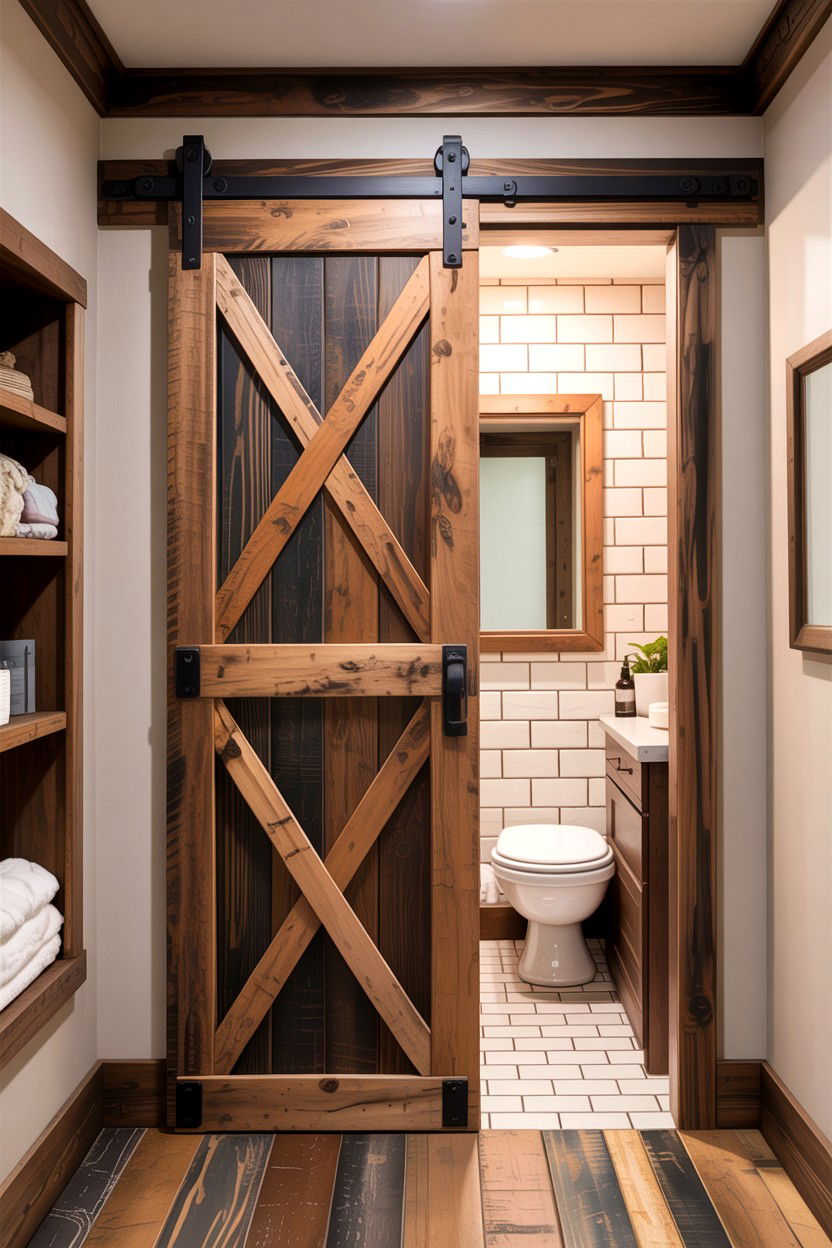 Sliding barn bathroom door - 30 bathroom door statement ideas