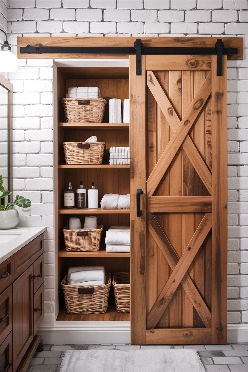 Sliding barn door bathroom closet - 30 bathroom closet ideas