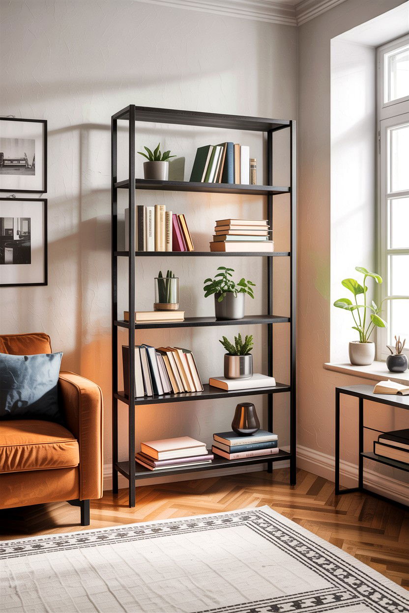 Slim Metal Bookshelf - 30 living room Italian furniture ideas