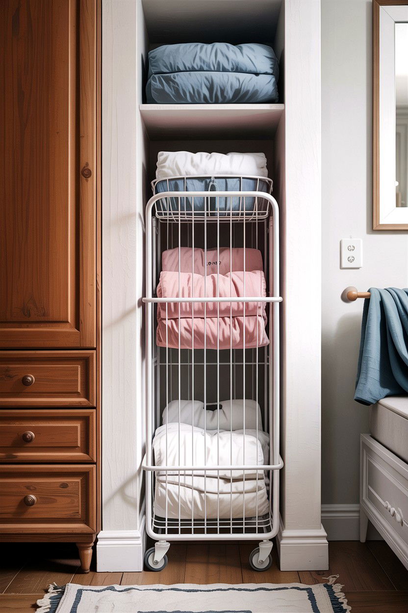 Slim Rolling Laundry Cart - 30 bedroom laundry baskets