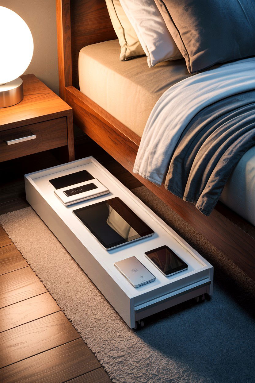 Slim rolling drawer - 30 bedroom under bed storage ideas