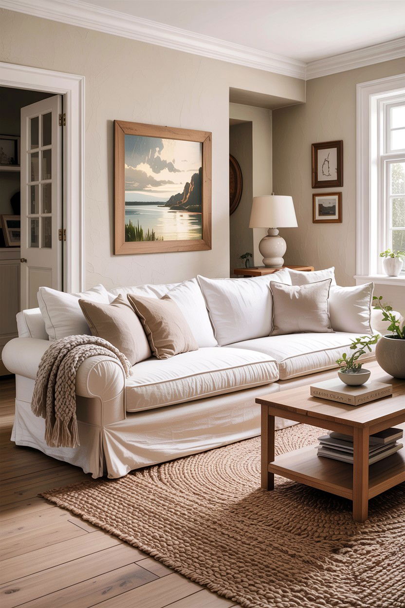 Slipcovered Sofa Living Room - 30 New England living room ideas