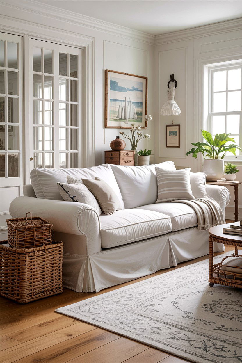 Slipcovered Sofa Living Room - 30 California casual living room ideas