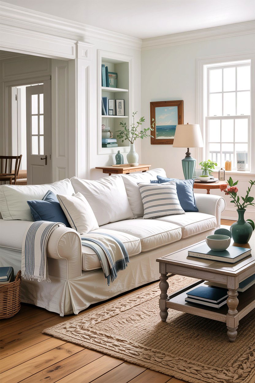 Slipcovered sofa - 30 cape cod living room ideas