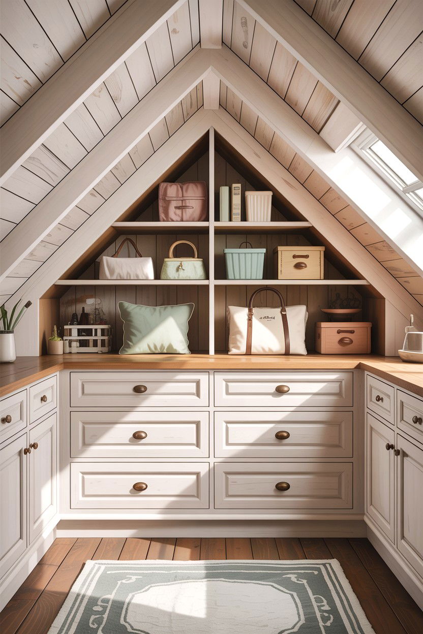 Sloped Ceiling Storage - 30 bathroom built-in storage ideas