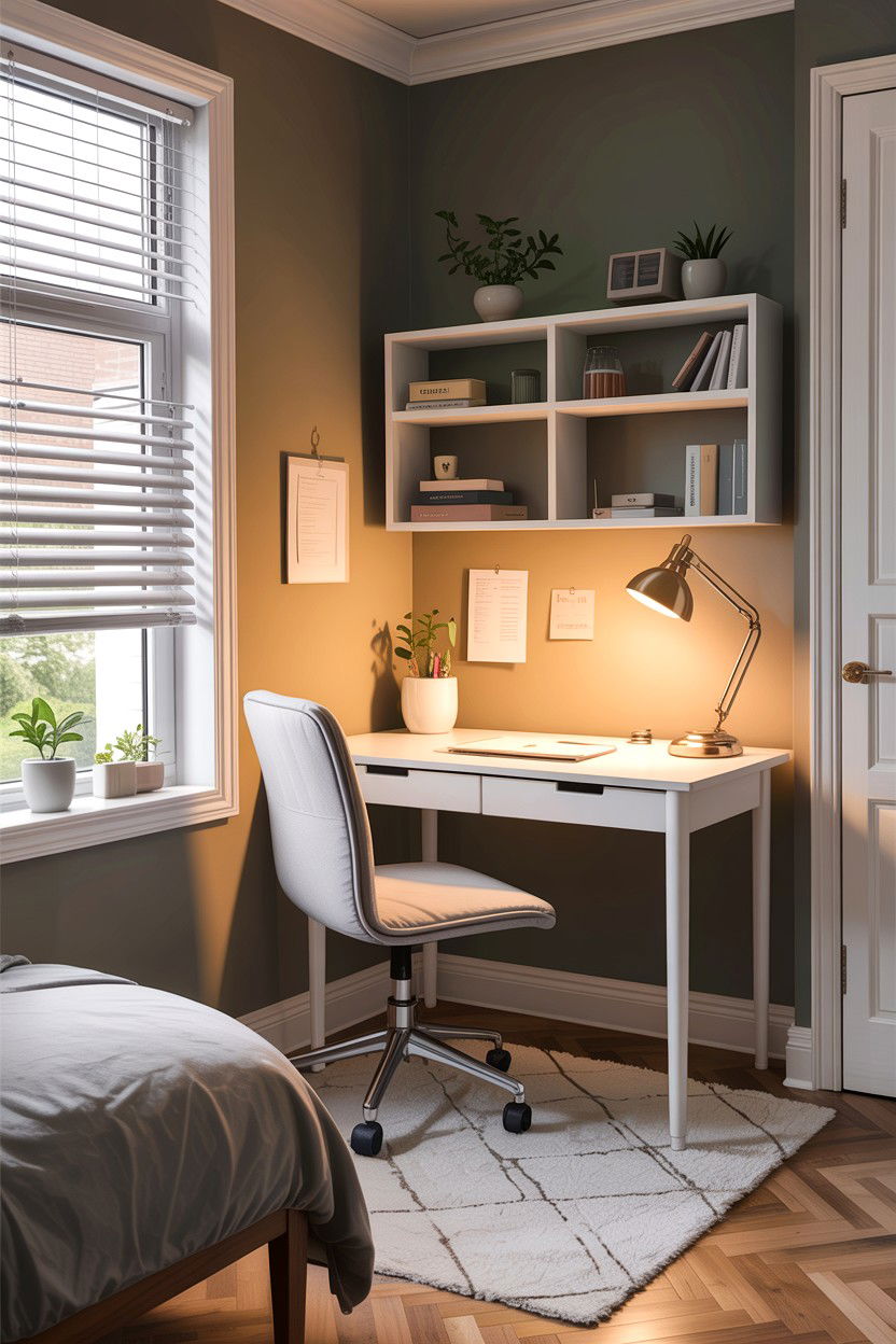 Small Bedroom Desk Setup - 30 first apartment bedroom ideas