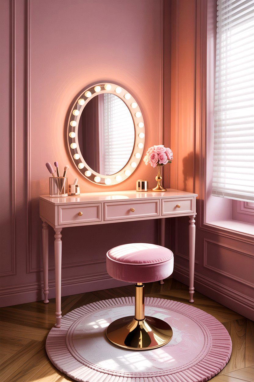 Small Circular Vanity Stool - 30 bedroom ottomans