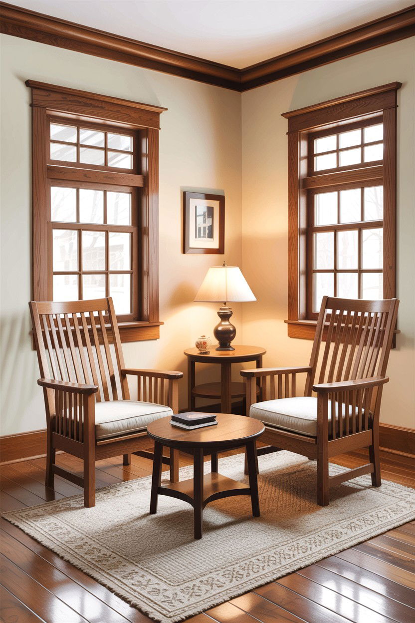 Small Craftsman Living Room With Slat Back Chairs - 30 living room Craftsman furniture ideas