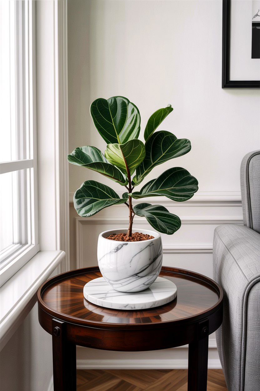 Small Fiddle Leaf Fig On Living Room Side Table - 30 living room fiddle leaf fig ideas