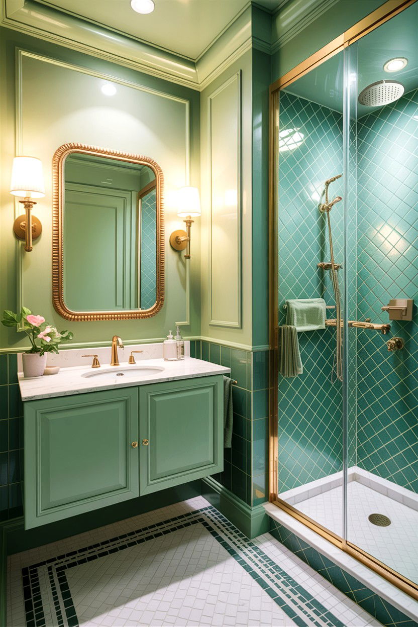 Small Green Bathroom - 30 green and gold bathroom ideas