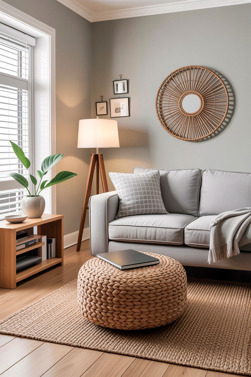 Small Living Room Woven Ottoman - 30 handwoven living room ideas