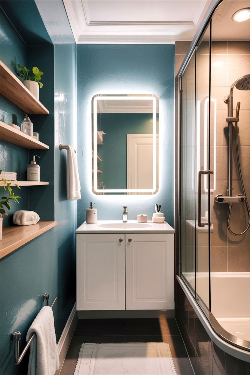 Small bathroom backlit mirror - 30 backlit bathroom mirror ideas