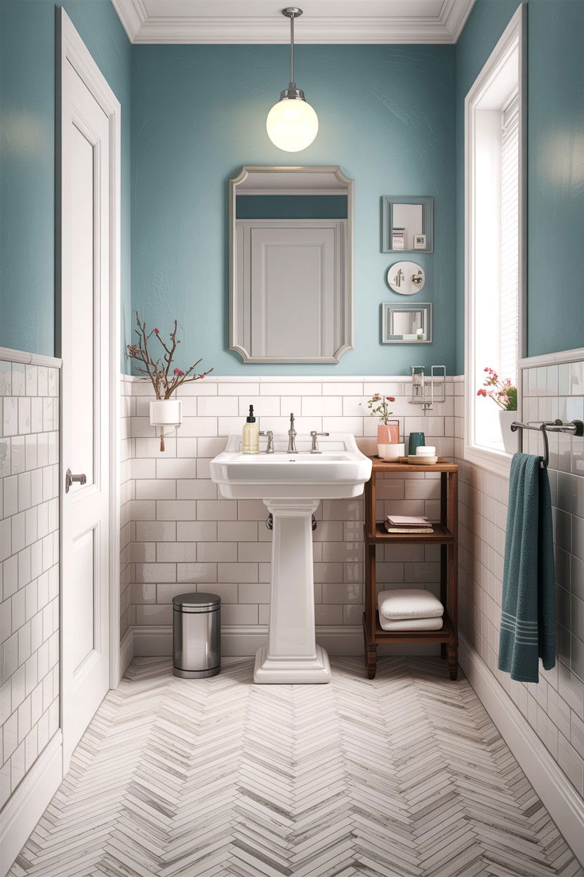 Small bathroom herringbone floor - 30 herringbone pattern bathroom ideas