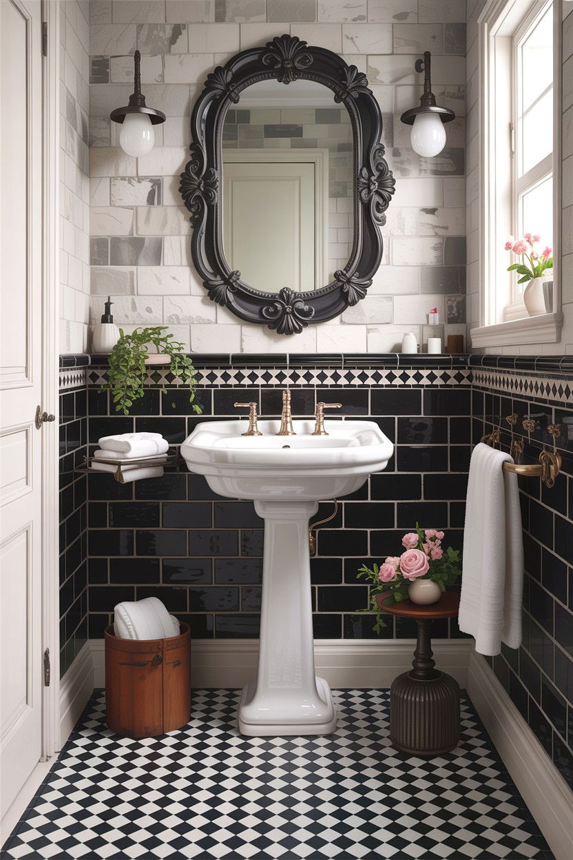 Small diamond mosaic floor - 30 diamond tile bathroom ideas