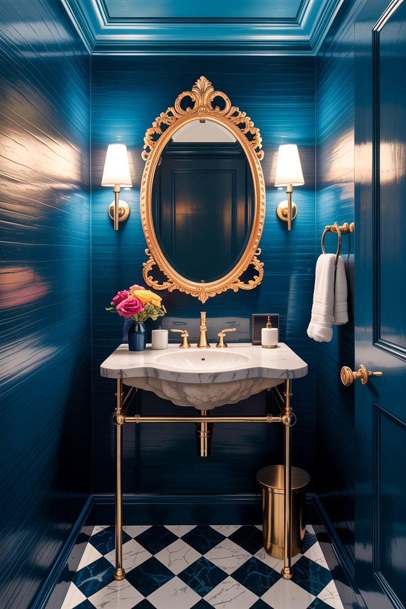 Small jewel tone powder room - 30 jewel tone bathroom ideas