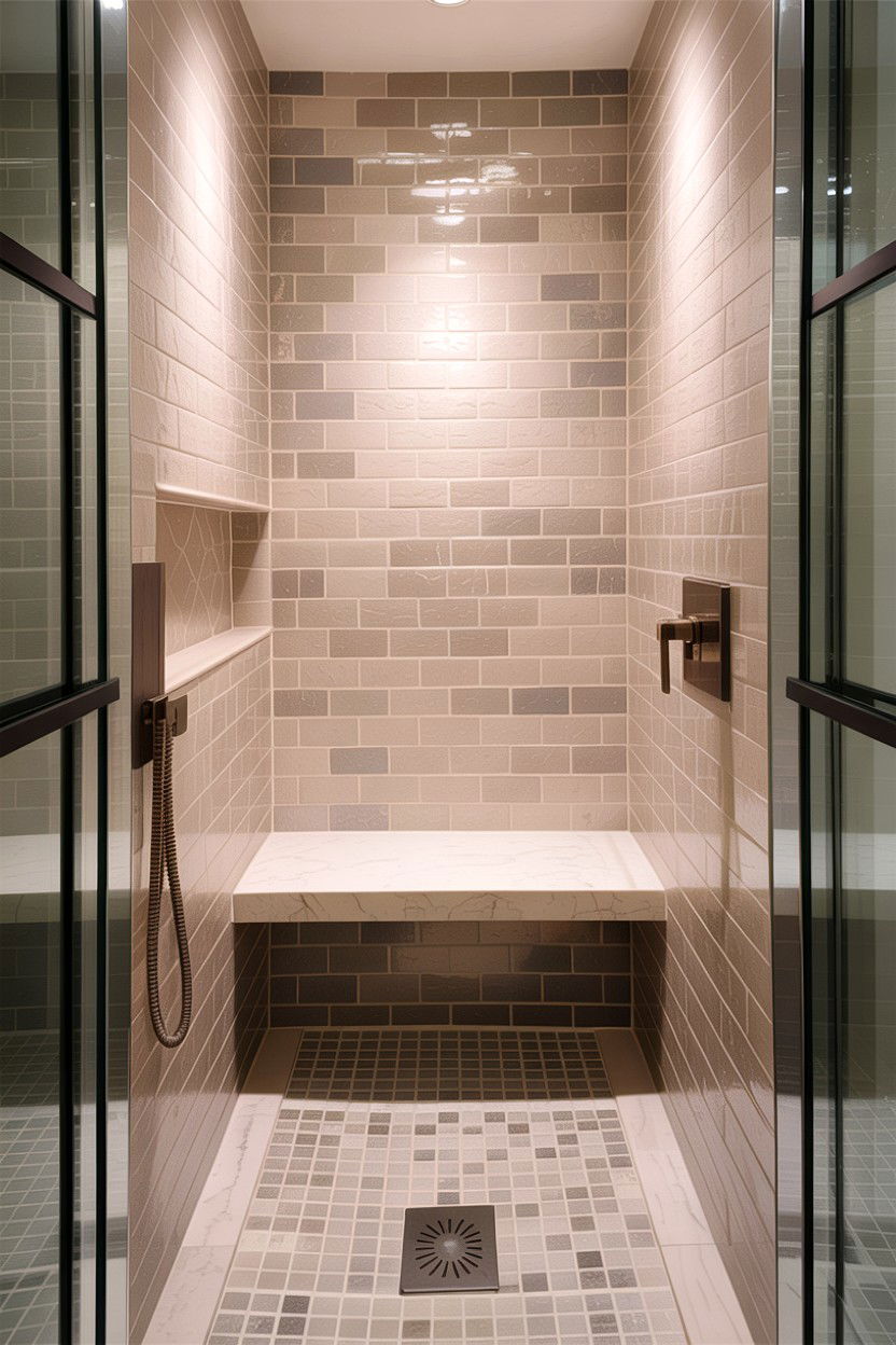 Small shower bench - 30 bathroom built-in bench ideas