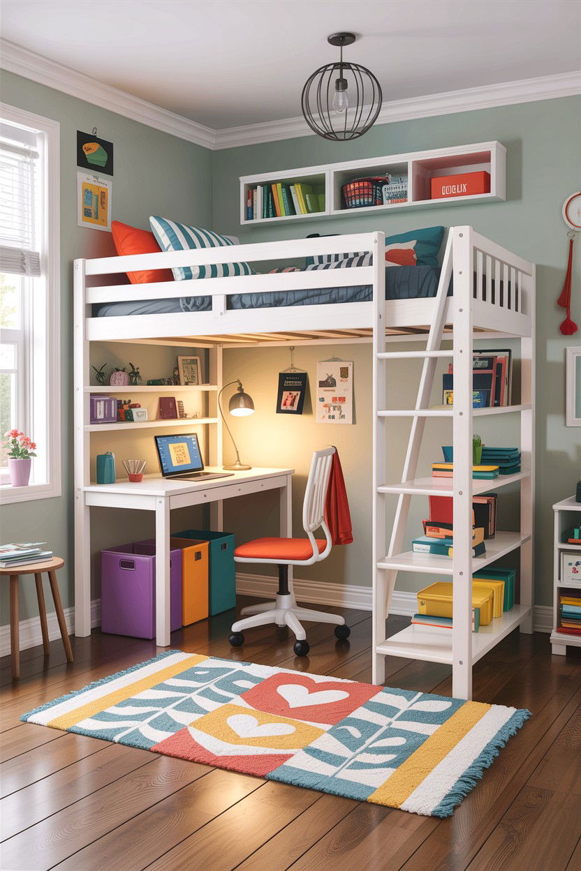 Small space loft bed - 30 kids bedroom ideas