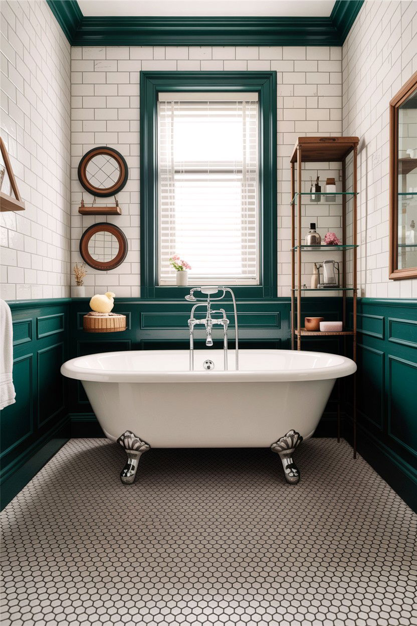 Small white penny hex bathroom floor - 30 honeycomb tile bathroom ideas