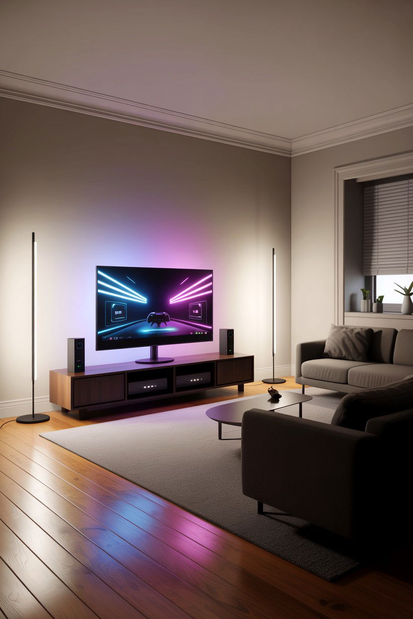 Smart Lighting Living Room Integration - 30 gaming living room ideas
