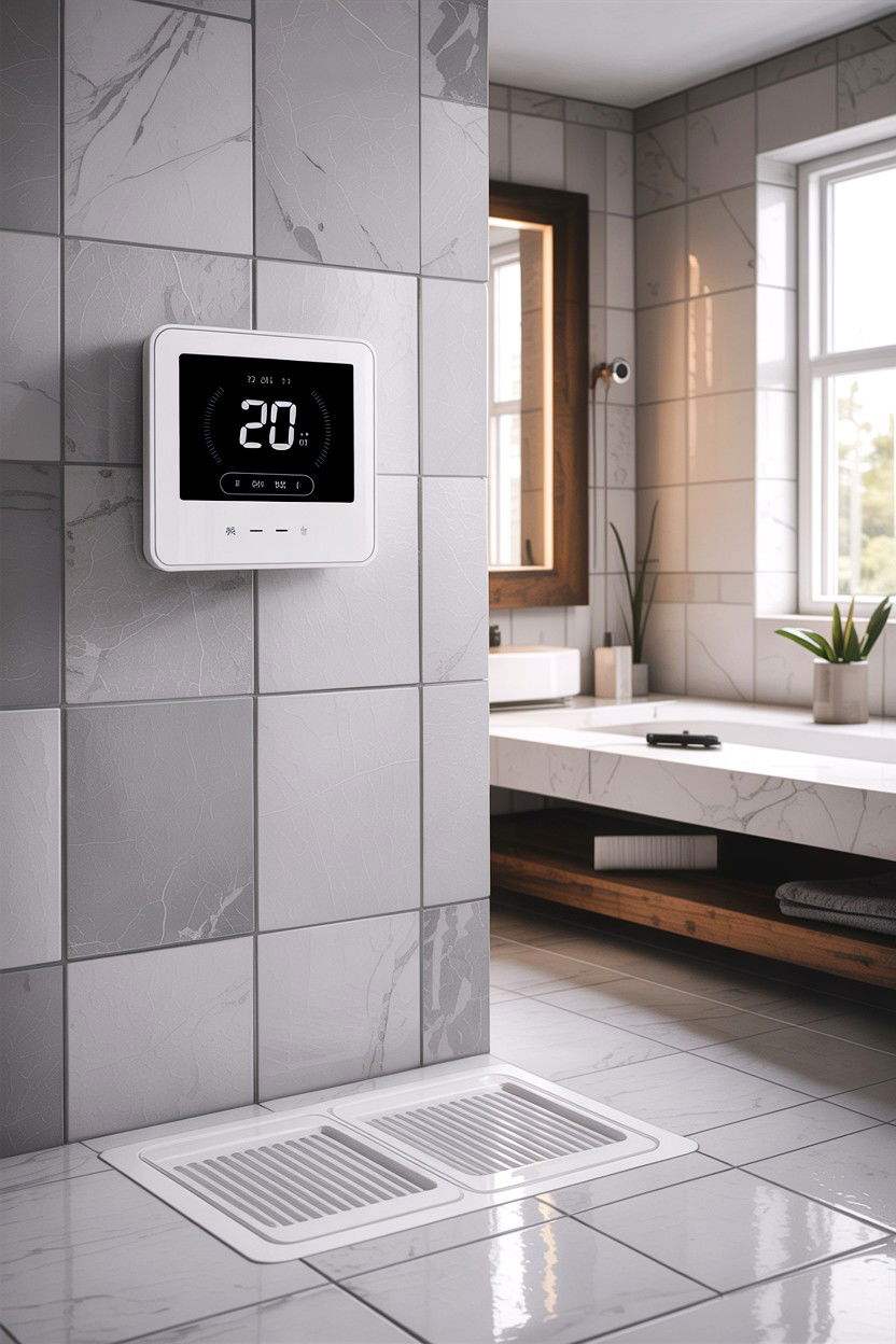 Smart Thermostat Floor Control - 30 heated bathroom floor ideas