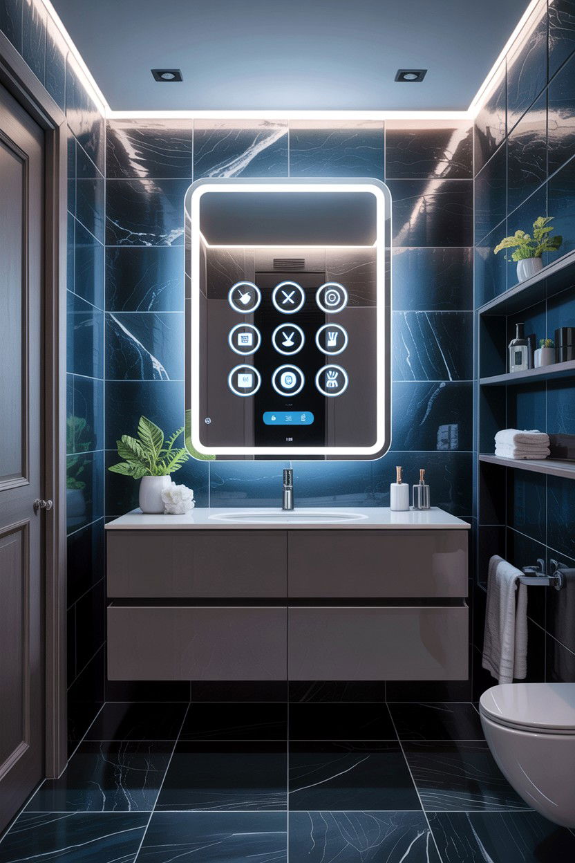 Smart Touch Mirror - 30 anti-fog mirror bathroom ideas