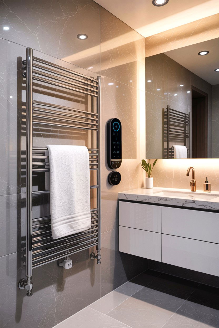 Smart Towel Warmer With Timer - 30 heated towel rack ideas