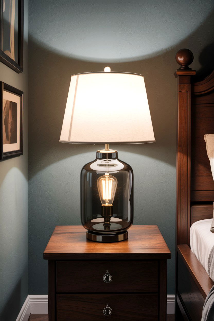 Smoked Glass Table Lamp - 30 bedroom bedside lamps