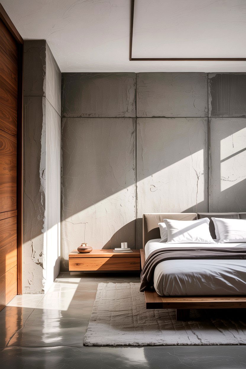 Smooth Concrete Bedroom - 30 concrete wall bedroom ideas