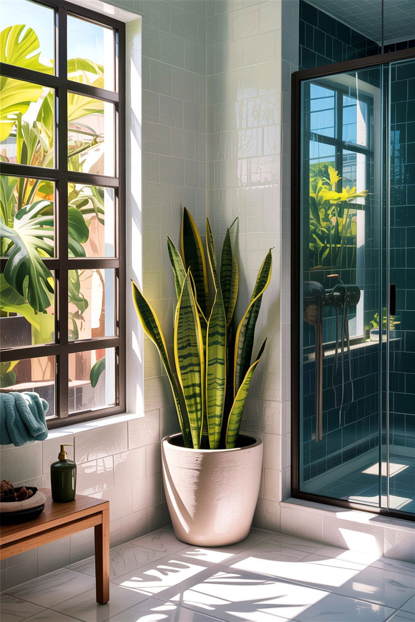 Snake Plant Bathroom - 30 bathroom accessory styling ideas