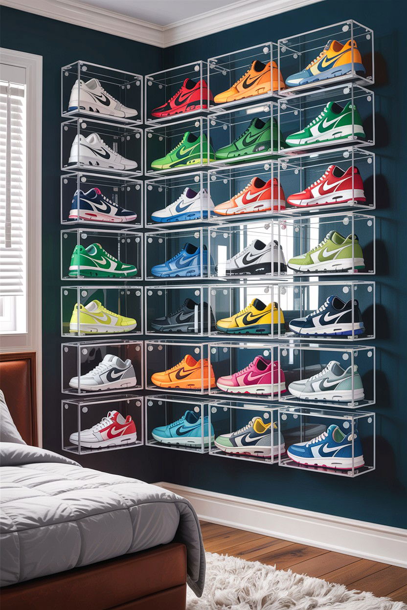 Sneaker Display Case - 30 bedroom collection display ideas