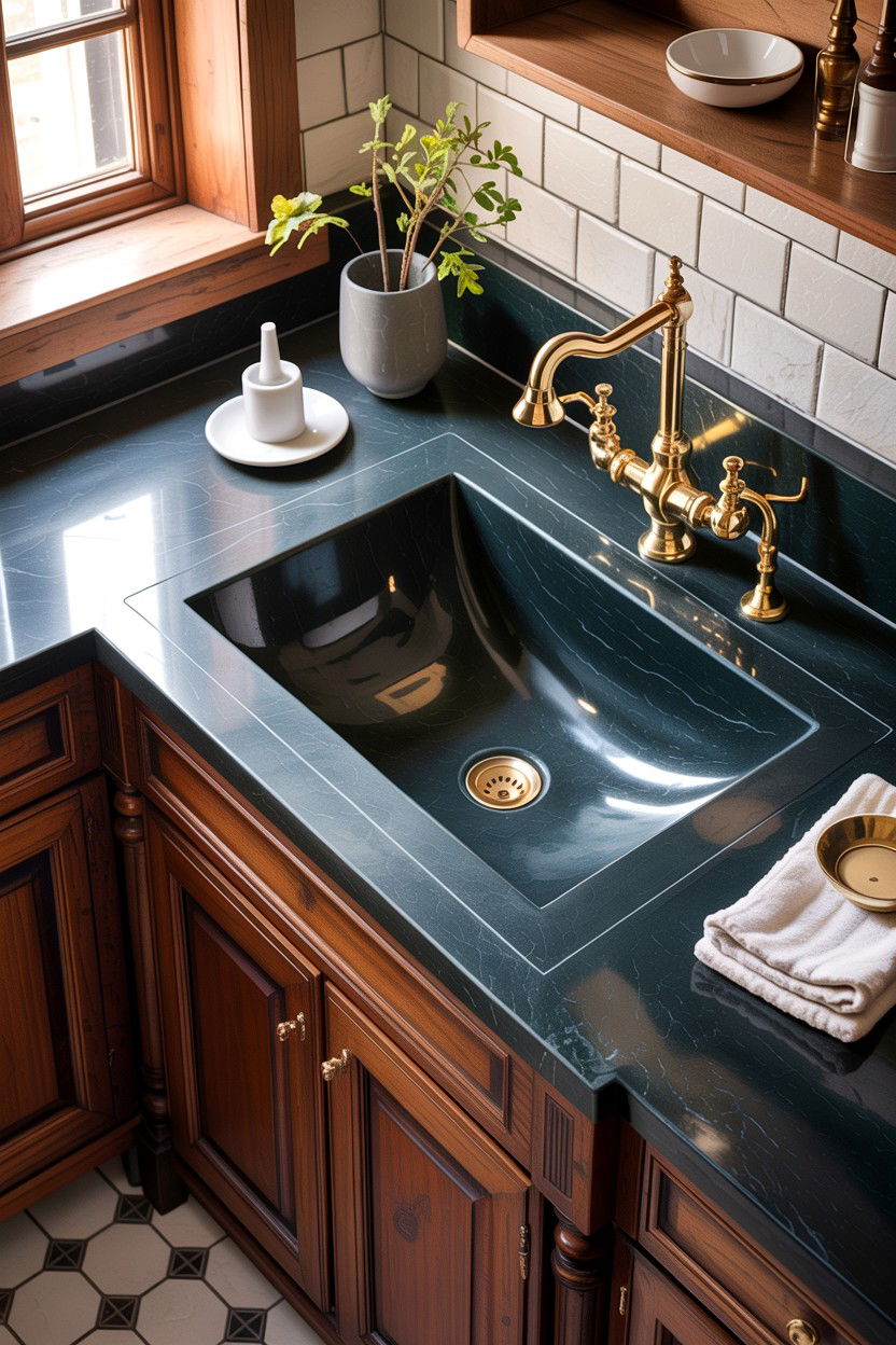 Soapstone sink - 30 stone kitchen ideas