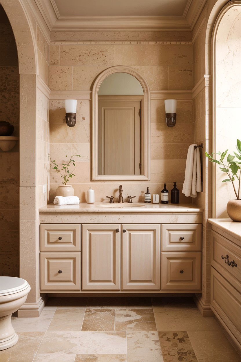 Soft Beige Stone - 30 cool neutral bathroom ideas