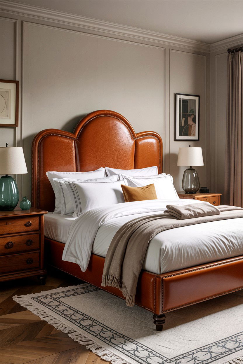 Soft Grain Leather Headboard - 30 bedroom leather headboards