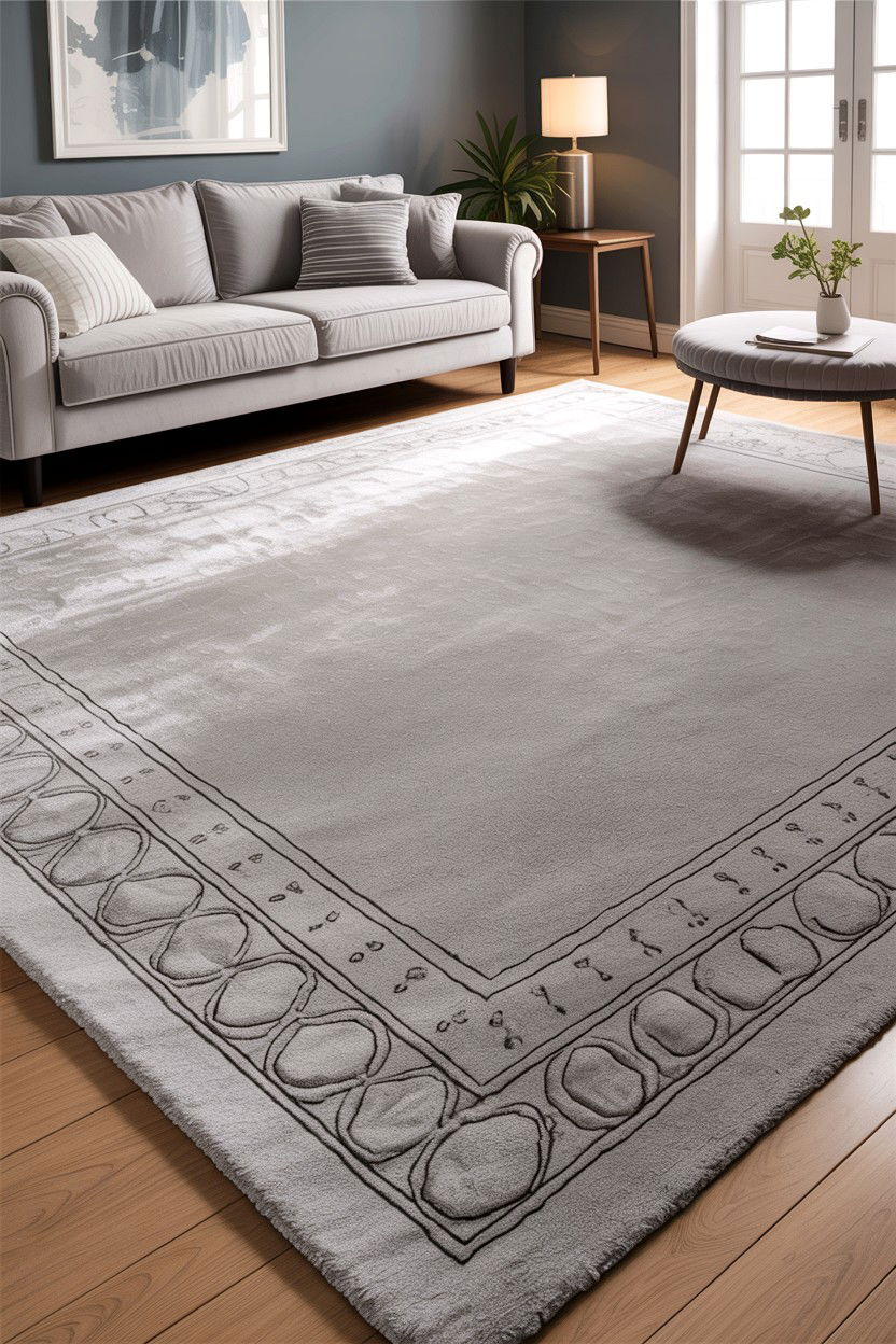 Soft Gray Living Room With Rug - 30 scandinavian gray living room ideas