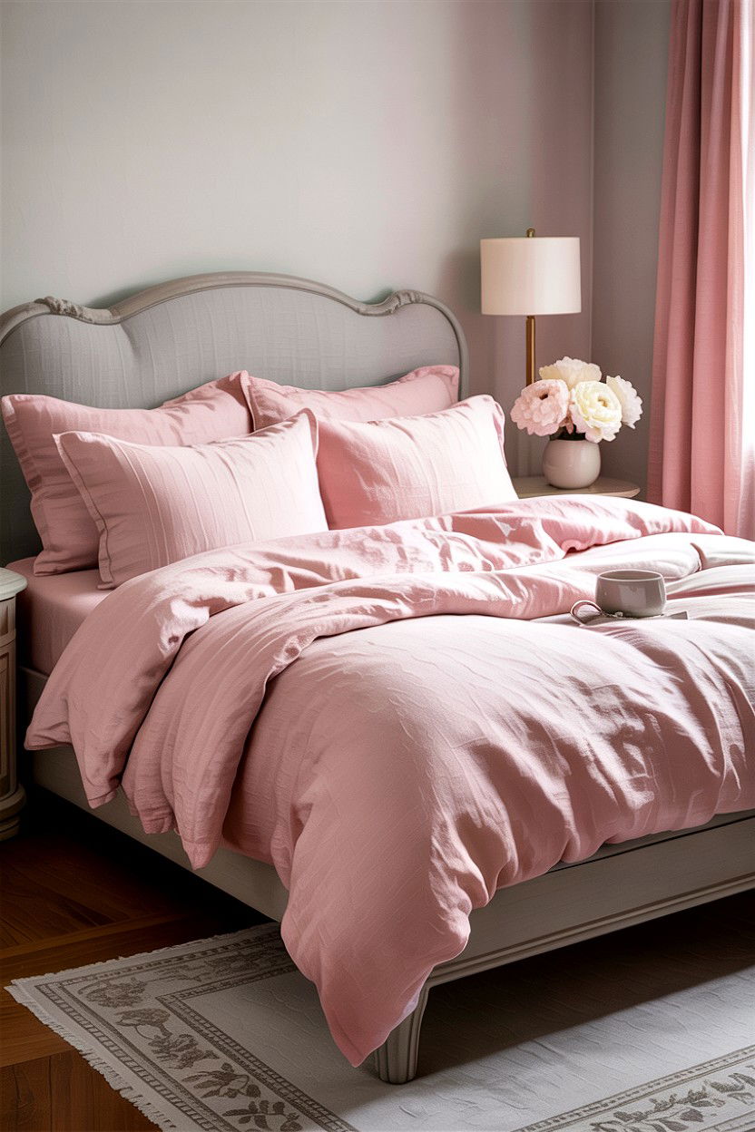 Soft Pink Linen Sheets - 30 bedroom linen bedding ideas