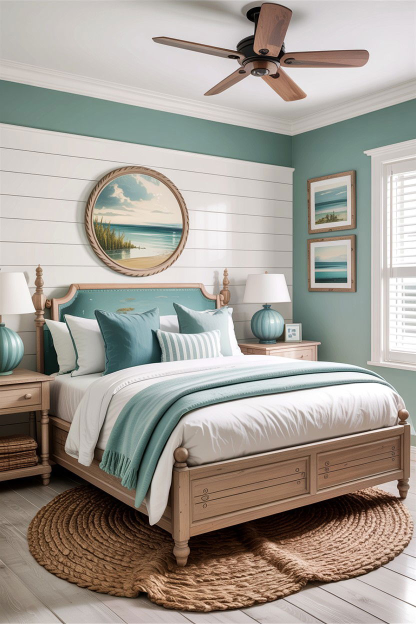 Soft Teal Coastal Style - 30 traditional teal bedroom ideas