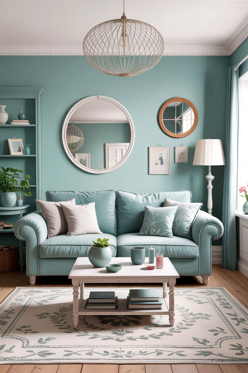 Soft Teal Pastel Living Room - 30 scandinavian teal living room ideas