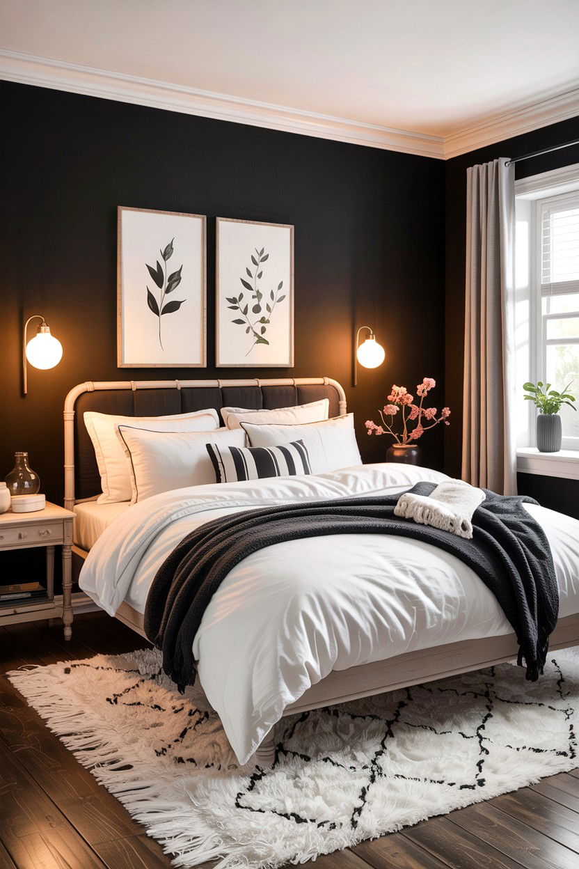 Soft black and white bedroom - 30 black and white bedroom ideas
