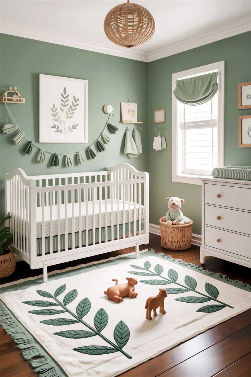 Soft green and white nursery - 30 green and white bedroom ideas