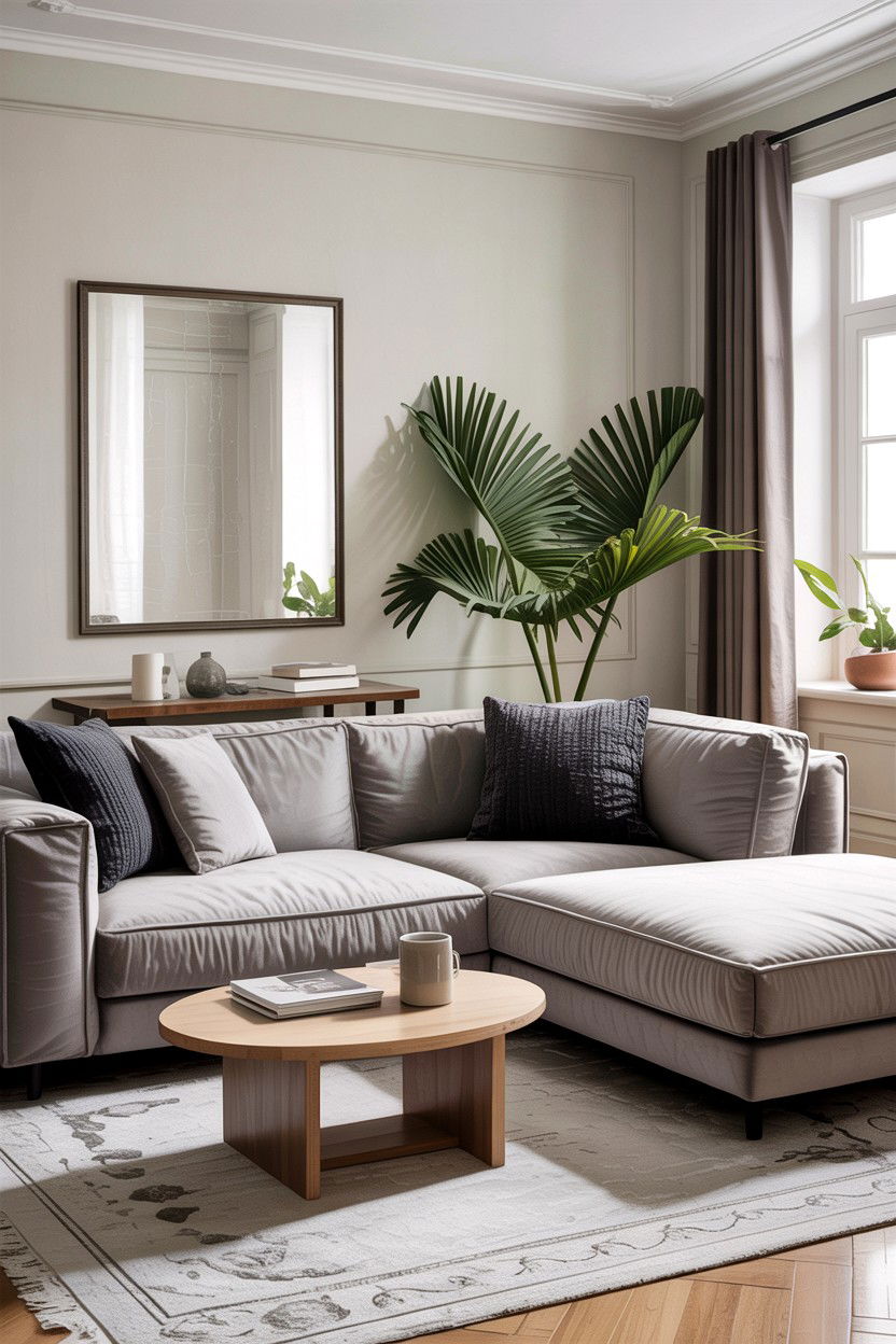 Soft grey sofa interior - 30 Finnish living room ideas