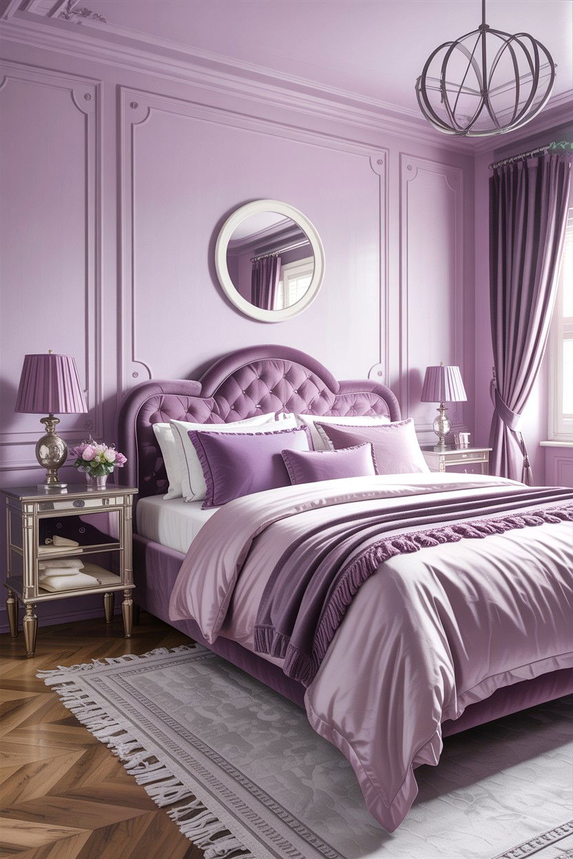 Soft lilac and grey bedroom - 30 colorful bedroom ideas