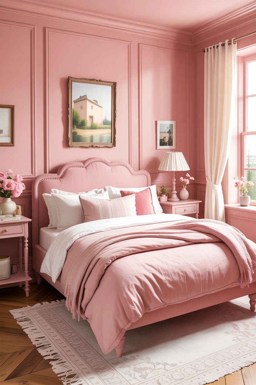 Soft pink bedroom - 30 bedroom pink walls