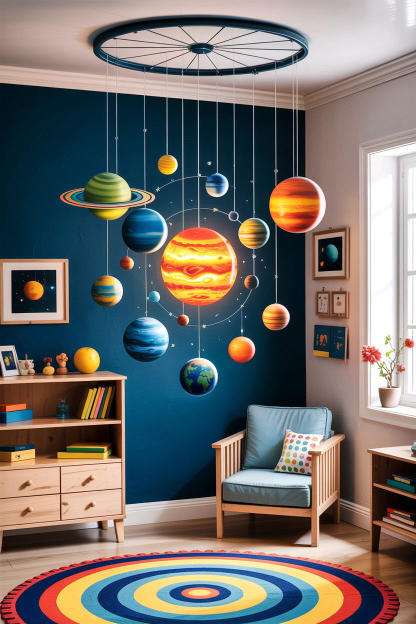 Solar system mobile - 30 astronaut bedroom ideas
