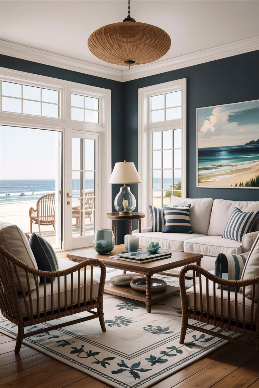 Sophisticated beach living room - 30 hamptons living room ideas