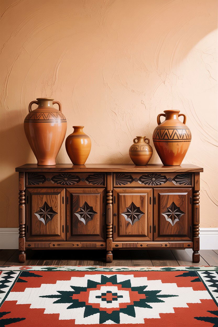 Southwestern Carved Wood Credenza - 30 living room Santa Fe furniture ideas